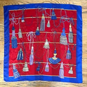 Vintage Silk Scarf – Tassel & Cord “Passementerie” Print – 35” Square.